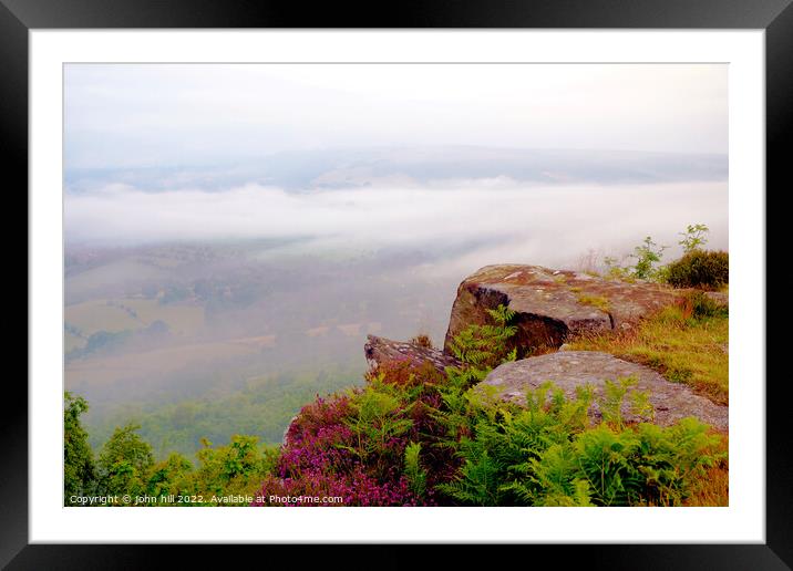Morning mist from Baslow edge Derbyshire Framed Mounted Print by john hill