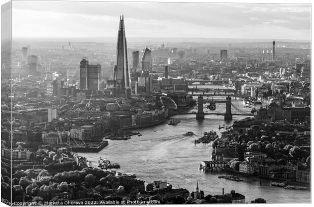 Aerial London city view of the river Thames  Canvas Print by Spotmatik 