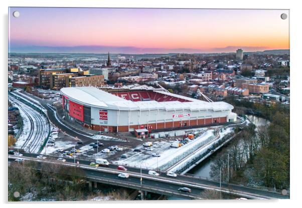 The New York Stadium Winter Sunrise Acrylic by Apollo Aerial Photography