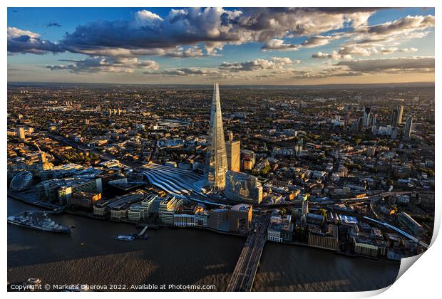 Aerial London skyscrapers rail station river Thames England Print by Spotmatik 