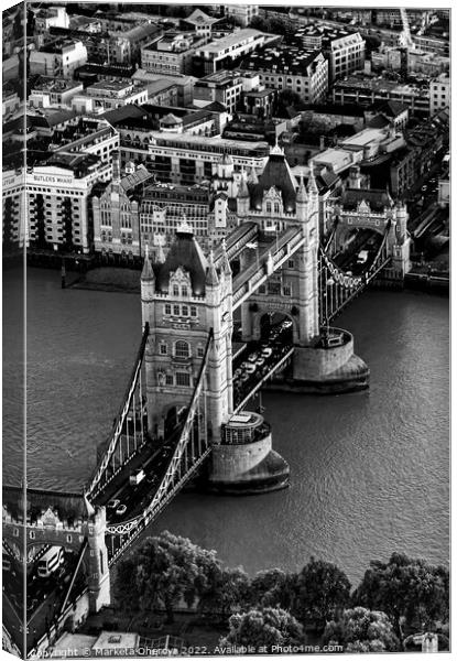 Aerial London view of Tower Bridge river Thames  Canvas Print by Spotmatik 