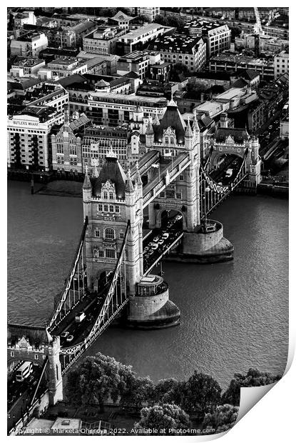 Aerial London view of Tower Bridge river Thames  Print by Spotmatik 
