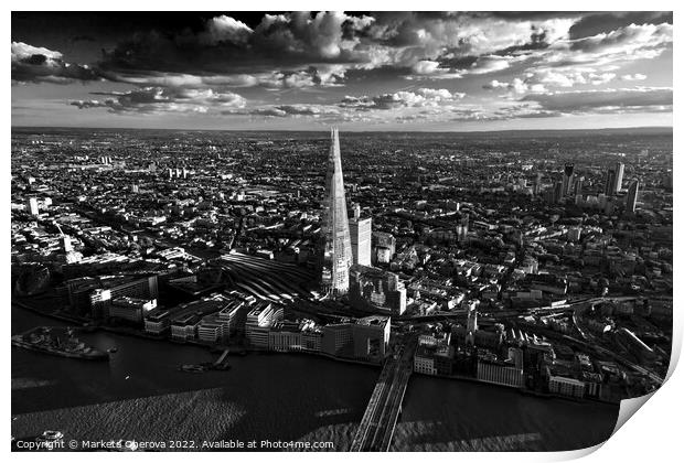 Aerial London skyscrapers rail station river Thames England Print by Spotmatik 
