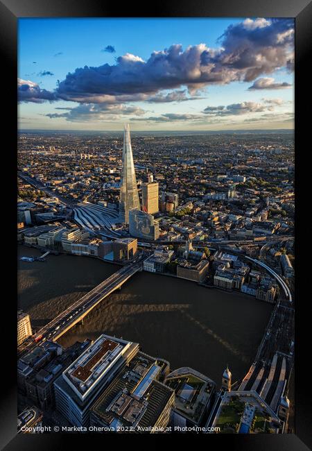 Aerial view London Landscape city financial Capital UK Framed Print by Spotmatik 