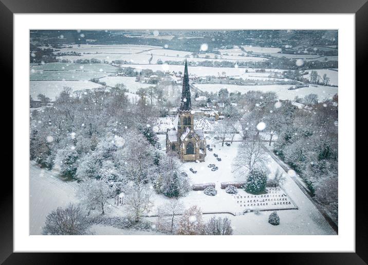 Wentworth Church Christmas Scene Framed Mounted Print by Apollo Aerial Photography