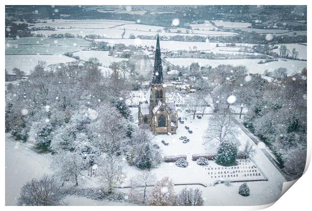 Wentworth Church Christmas Scene Print by Apollo Aerial Photography