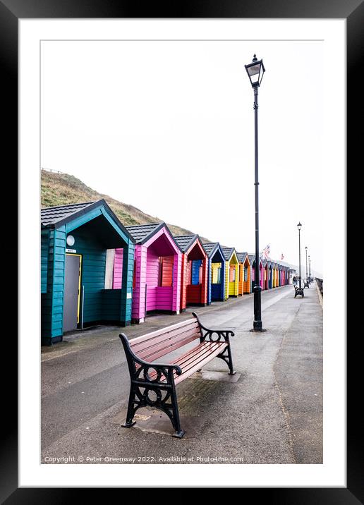 Colourful Wooden Beach Huts At Saltburn-by-the-Sea On The North  Framed Mounted Print by Peter Greenway