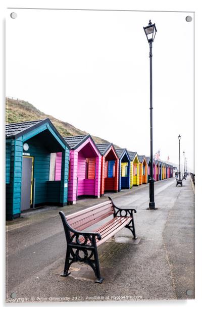 Colourful Wooden Beach Huts At Saltburn-by-the-Sea On The North  Acrylic by Peter Greenway