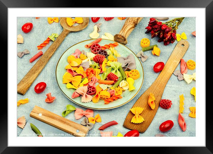Colorful dry pasta Framed Mounted Print by Mykola Lunov Mykola