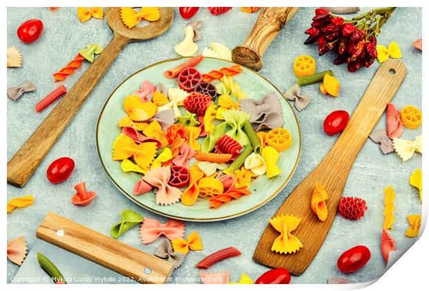 Colorful dry pasta Print by Mykola Lunov Mykola