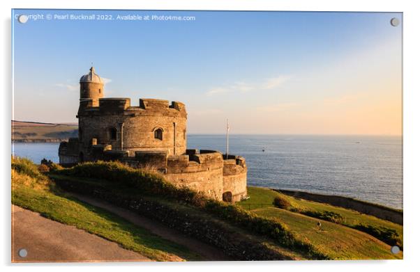 St Mawes Castle Cornwall Coast Acrylic by Pearl Bucknall