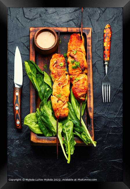 Chicken shish kebab or skewers Framed Print by Mykola Lunov Mykola