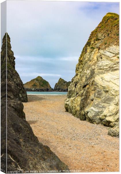Gull  or Carters Rocks Holywell bay Cornwall Canvas Print by Jim Peters