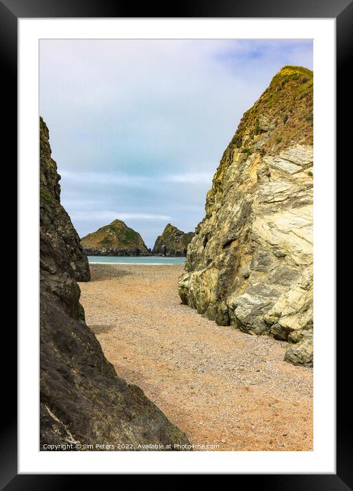 Gull  or Carters Rocks Holywell bay Cornwall Framed Mounted Print by Jim Peters