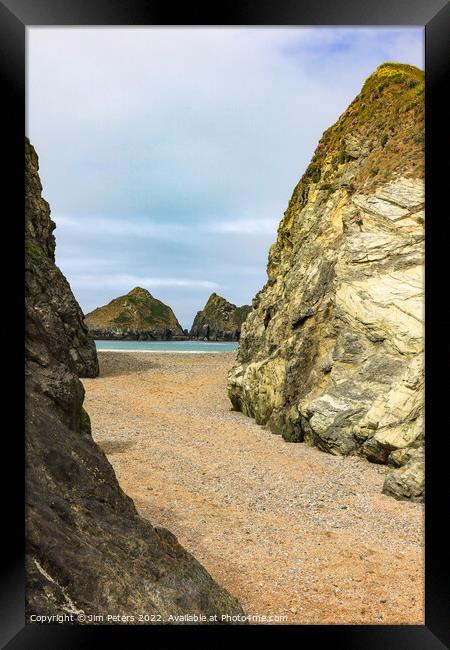 Gull  or Carters Rocks Holywell bay Cornwall Framed Print by Jim Peters