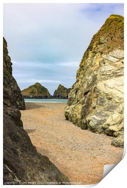 Gull  or Carters Rocks Holywell bay Cornwall Print by Jim Peters