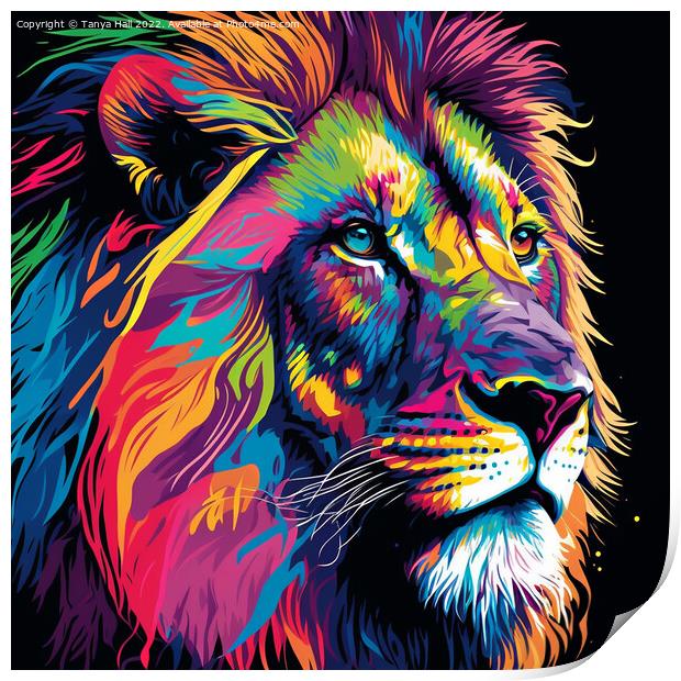 Abstract Portrait of a  Lion Print by Tanya Hall