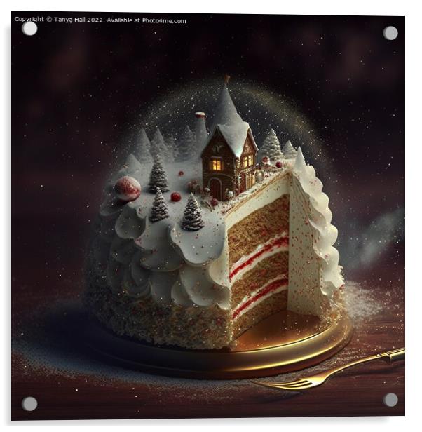 A Magical Christmas Cake Acrylic by Tanya Hall
