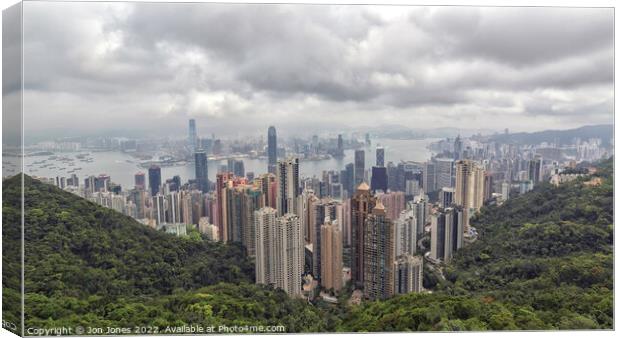 Hong Kong cityscape from Victoria Peak Canvas Print by Jon Jones