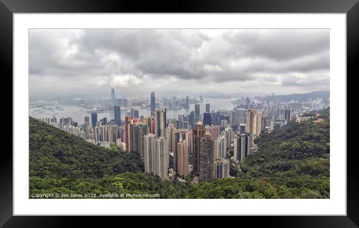 Hong Kong cityscape from Victoria Peak Framed Mounted Print by Jon Jones