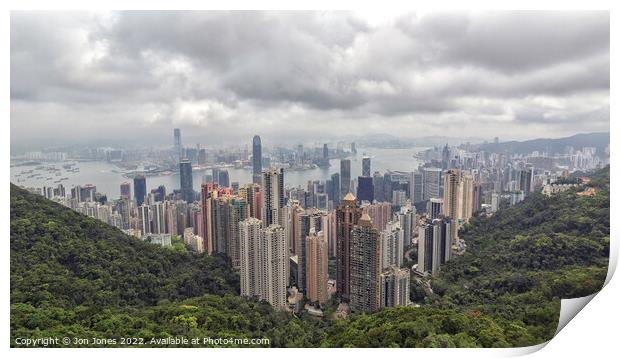 Hong Kong cityscape from Victoria Peak Print by Jon Jones