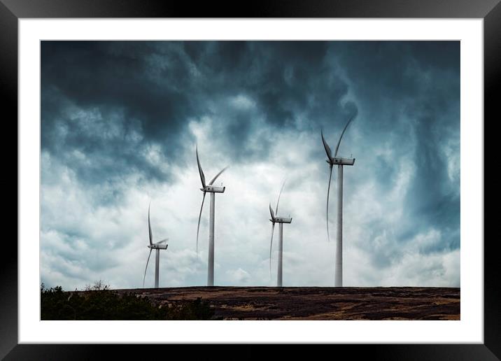 Stormy Wind Farm Framed Mounted Print by Glen Allen