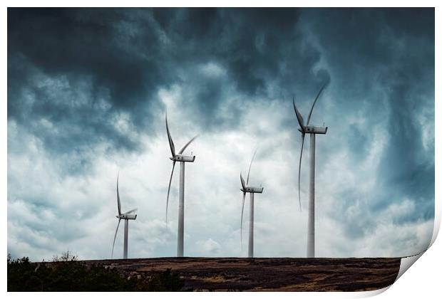 Stormy Wind Farm Print by Glen Allen