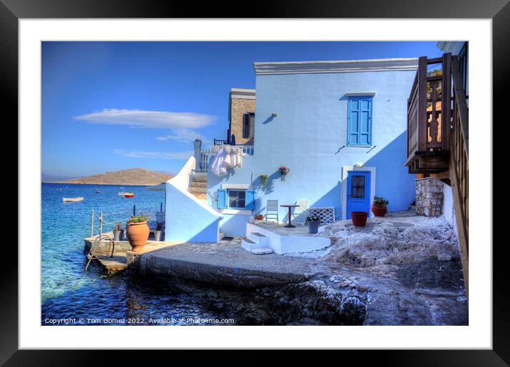 Halki Villa on the waterfront Framed Mounted Print by Tom Gomez