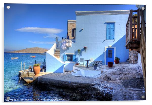 Halki Villa on the waterfront Acrylic by Tom Gomez