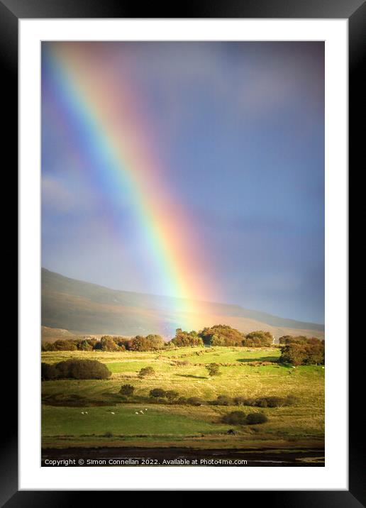 Rainbow over Skye Framed Mounted Print by Simon Connellan