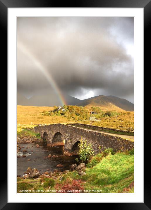 Rainbow over Sligachan Bridge Framed Mounted Print by Simon Connellan