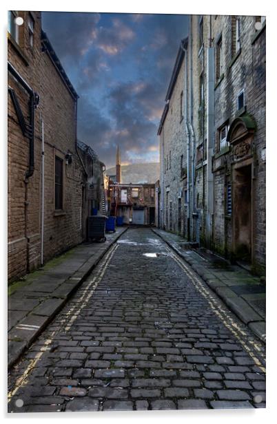 Cobbled Street - Halifax Acrylic by Glen Allen