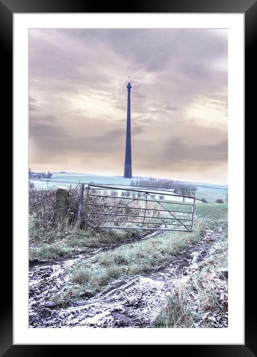 Snowy Emley Moor Mast  Framed Mounted Print by Alison Chambers