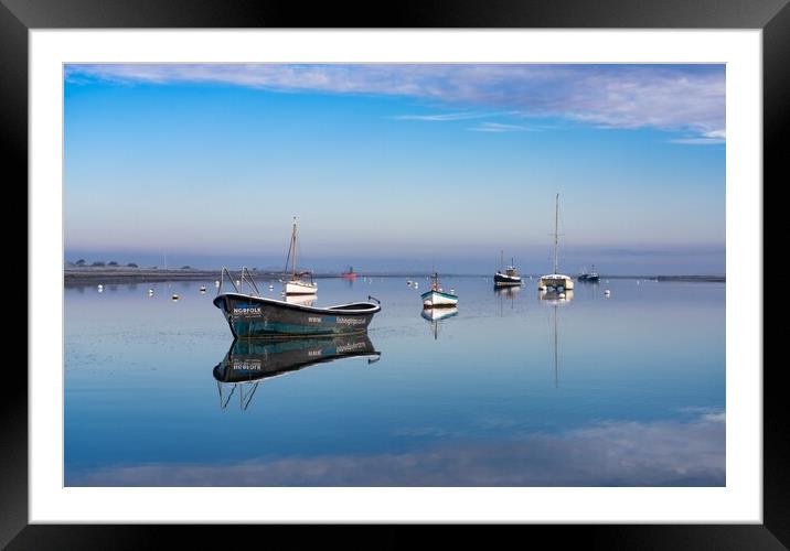High tide reflections - Brancaster Staithe  Framed Mounted Print by Gary Pearson