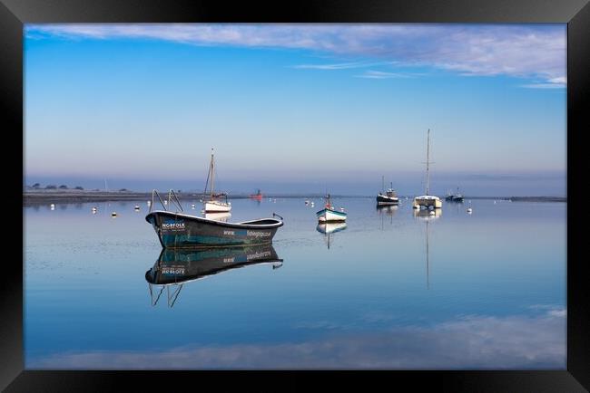 High tide reflections - Brancaster Staithe  Framed Print by Gary Pearson