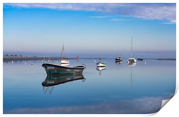 High tide reflections - Brancaster Staithe  Print by Gary Pearson