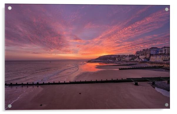 Sunrise over Cromer beach  Acrylic by Gary Pearson