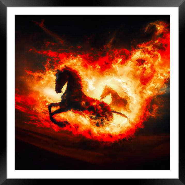 Infernal Equine Mayhem Framed Mounted Print by Roger Mechan