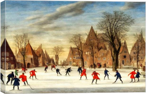 Winter Wonderland Skating Canvas Print by Roger Mechan