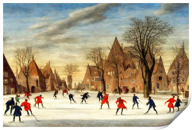 Winter Wonderland Skating Print by Roger Mechan