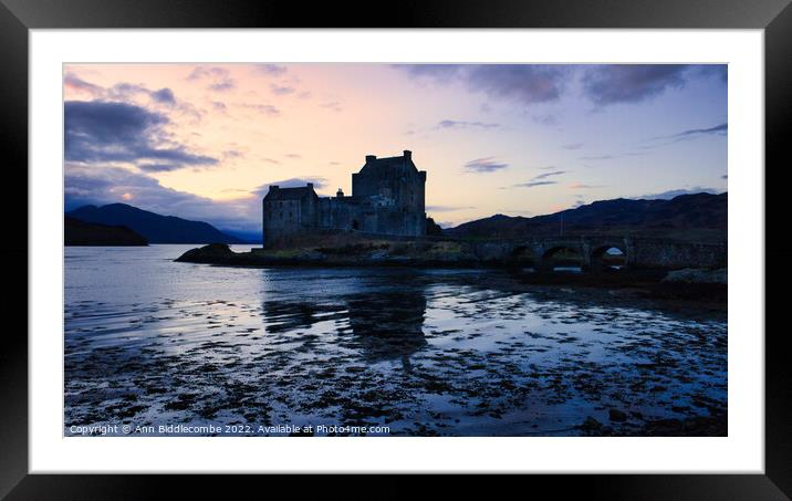 Eilean Donan Castle at sunset Framed Mounted Print by Ann Biddlecombe