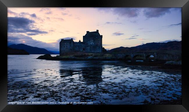 Eilean Donan Castle at sunset Framed Print by Ann Biddlecombe
