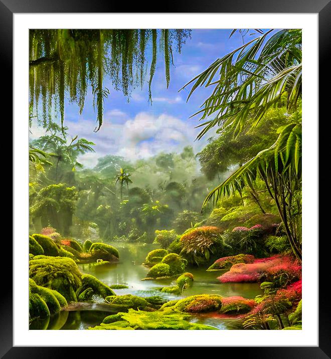 Serenity in Amazon's Jungle Framed Mounted Print by Roger Mechan