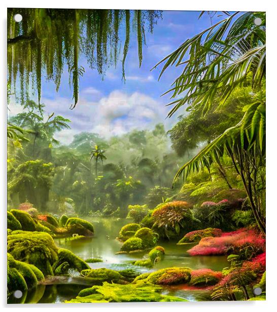 Serenity in Amazon's Jungle Acrylic by Roger Mechan