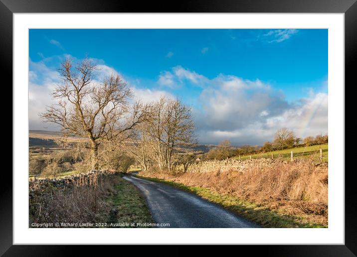 Winter Sun on Hudegate West, Middleton in Teesdale Framed Mounted Print by Richard Laidler