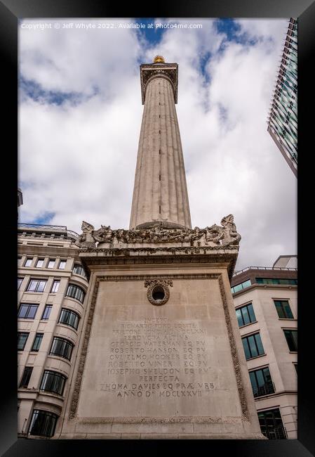 Monument to the Great Fire of London Framed Print by Jeff Whyte