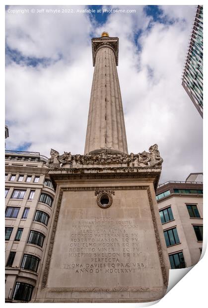 Monument to the Great Fire of London Print by Jeff Whyte