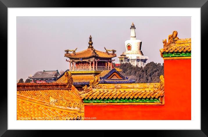 Beihai Stupa Yellow Roofs Gugong Forbidden City Pa Framed Mounted Print by William Perry