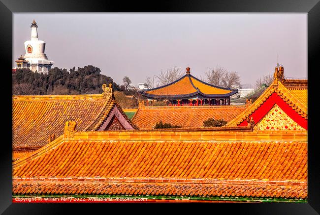 Beihai Stupa Forbidden City Gugong Palace Beijing  Framed Print by William Perry