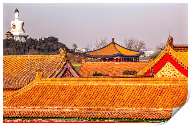 Beihai Stupa Forbidden City Gugong Palace Beijing  Print by William Perry